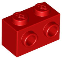 Brick Special 1 x 2 with 2 Studs on 1 Side in Red