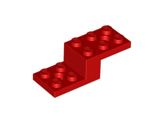 Bracket 5 x 2 x 1 1/3 with Holes, Pin Bottom in Red