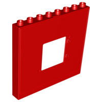 Duplo Building Wall 1 x 8 x 6 with Window Opening in Red