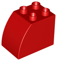 Duplo Brick 2 x 3 x 2 with Curved Top in Red