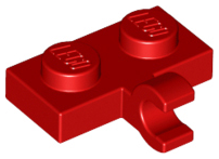 Plate Special 1 x 2 with Clip Horizontal on Side in Red