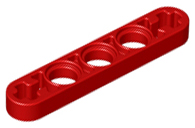 Technic Beam 1 x 5 Thin with Axle Holes on Ends in Red