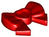 Headwear Accessory Bow with Heart, Long Ribbon and Pin in Red