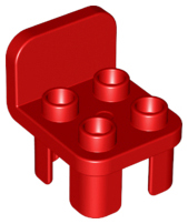 Duplo Chair with 4 Studs and Rounded Back in Red