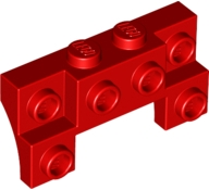 Brick Special 2 x 4 - 1 x 4 with 2 Recessed Studs and Thin Side Arches in Red