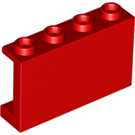 Panel 1 x 4 x 2 with Side Supports - Hollow Studs in Red