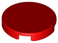 Tile Round 2 x 2 with Bottom Stud Holder in Red