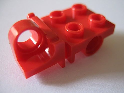 Plate Special 2 x 2 with Pin Hole on Side and Axle Hole on Bottom in Red