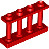 Fence Spindled 1 x 4 x 2 [4 Top Studs] in Red