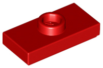 Plate Special 1 x 2 with 1 Stud with Groove and Inside Stud Holder (Jumper) in Red
