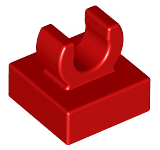 Tile Special 1 x 1 with Clip with Rounded Edges in Red