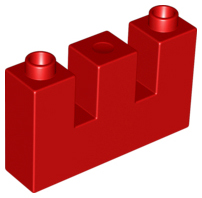 Duplo Brick 1 x 4 x 2 with 2 Top Cutouts (Arrow Slits) in Red