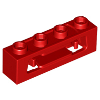 Launcher, Brick Special 1 x 4 with Inside Clips (Disk Shooter) with Recessed Center 2 Studs in Red