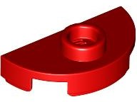 Plate Special Round 1 x 2 Half Circle with Stud (Jumper) in Red