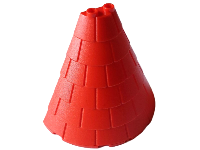 Tower Roof 4 x 8 x 6 Half Cone Shaped with Roof Tiles in Red