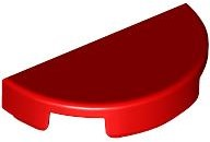 Tile Round 1 x 2 Half Circle in Red