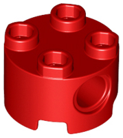 Brick Round 2 x 2, Pin Holes in Red