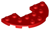 Plate Round Half 3 x 6 with 1 x 2 Cutout in Red