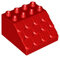 Duplo Brick 4 x 4 x 2 Slope Shingled in Red