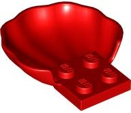 Animal Body Part, Clam / Scallop Half Shell with 4 Studs in Red