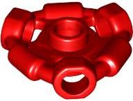 Plate Special 1 x 1 with Hole Through Stud, 3 Bars and 3 Bar Holes in Red