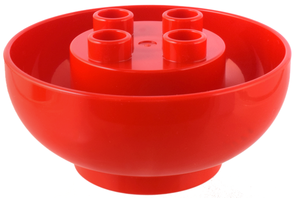 Duplo Brick Round 4 x 4 x 1 1/2, Curved Bottom in Red