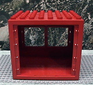 Duplo Building 6 x 8 x 6 with Two Windows and Double Door Opening in Red