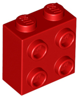 Brick Special 1 x 2 x 1 2/3 with 4 Studs on 1 Side in Red
