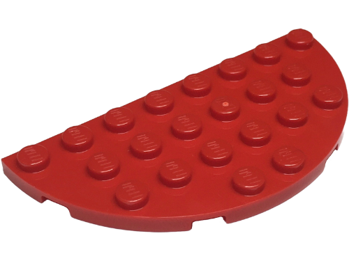 Plate Round Half 4 x 8 in Red