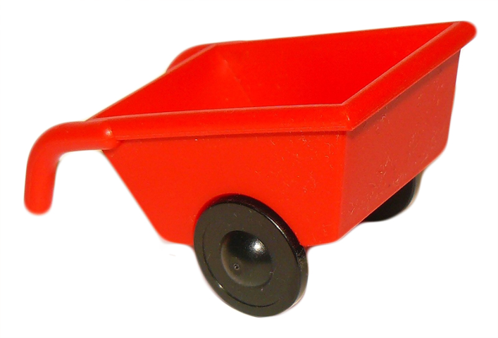 Duplo Wheelbarrow with Thin Black Wheels in Red