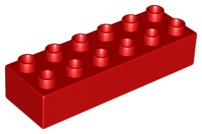 Duplo Brick 2 x 6 in Red