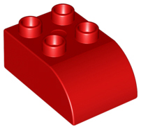 Duplo Brick 2 x 3 with Curved Top in Red