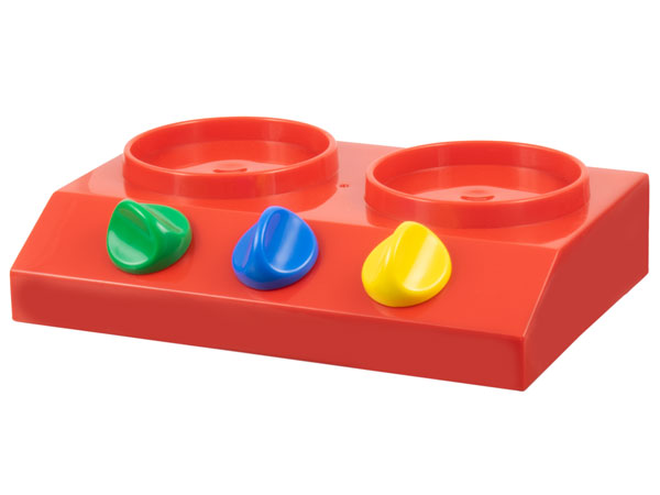 Duplo Doll Stove Top with Green, Blue and Yellow Knobs in Red