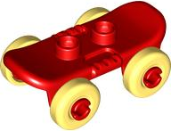 Duplo Skateboard with Bright Light Yellow Wheels in Red