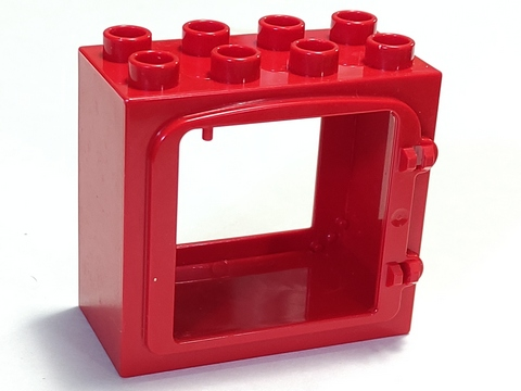 Duplo Door / Window Frame with Raised Door Outline in Red
