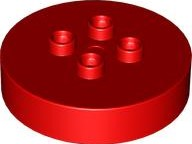 Duplo Brick Round 4 x 4 with 4 Studs in Red