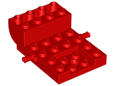 Vehicle Base, Carriage 4 x 6 x 1 2/3 with Wheel Clip Pins in Red