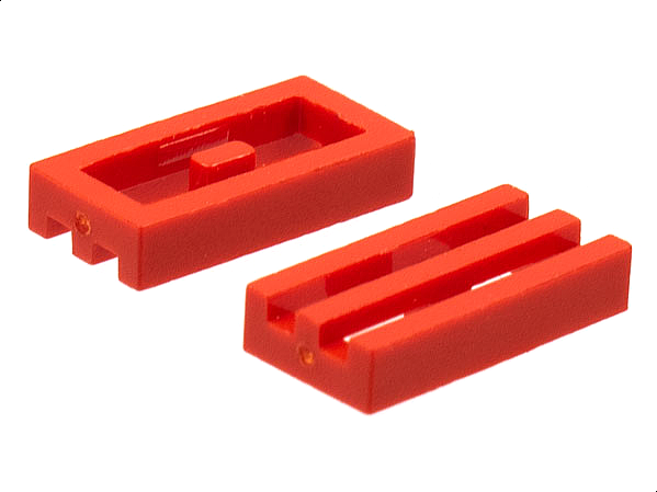 Tile Special 1 x 2 Grille without Bottom Groove in Red