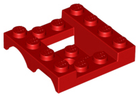 Vehicle Base 4 x 4 x 1 1/3 with Wheel Arches, 2 x 2 Recessed Center and Hole in Red