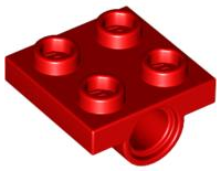 Plate Special 2 x 2 with 1 Pin Hole [Split Underside Ribs] in Red