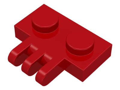 Hinge Plate 1 x 2 with 3 Fingers On Side in Red