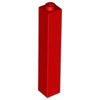 Brick 1 x 1 x 5 with Solid Stud in Red