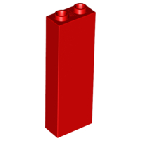 Brick 1 x 2 x 5 with Hollow Studs in Red