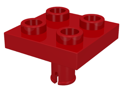 Plate Special 2 x 2 with Pin on Bottom in Red