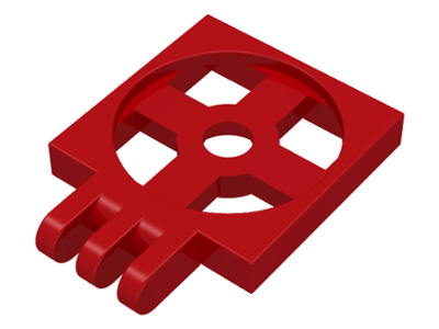Turntable 2 x 2 Plate with Hinge, Base [3 Fingers] in Red