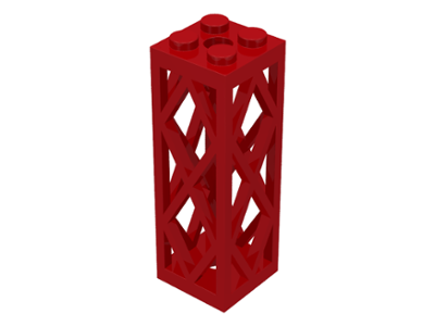 Support 2 x 2 x 5 Lattice Pillar, Complete Assembly in Red