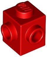 Brick Special 1 x 1 with Studs on 2 Adjacent Sides in Red