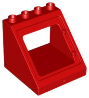 Duplo Roof Section 4 x 4 x 3 with Window in Red