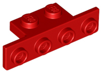 Bracket 1 x 2 - 1 x 4 [Rounded Corners at Bottom, Square Corners at Top] in Red