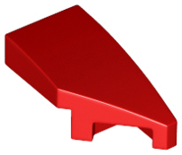 Brick Wedged, Curved 2 x 1 with Stud Notch Right in Red